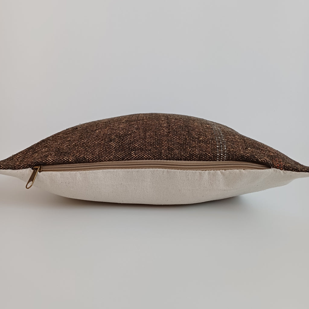 Moroccan Handmade Brown Cactus Silk Cushion Cover 16''x16'' / 40x40 CM