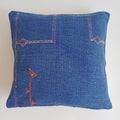 Moroccan Handmade Blue Cactus Silk Cushion Cover 16''x16'' / 40x40 CM