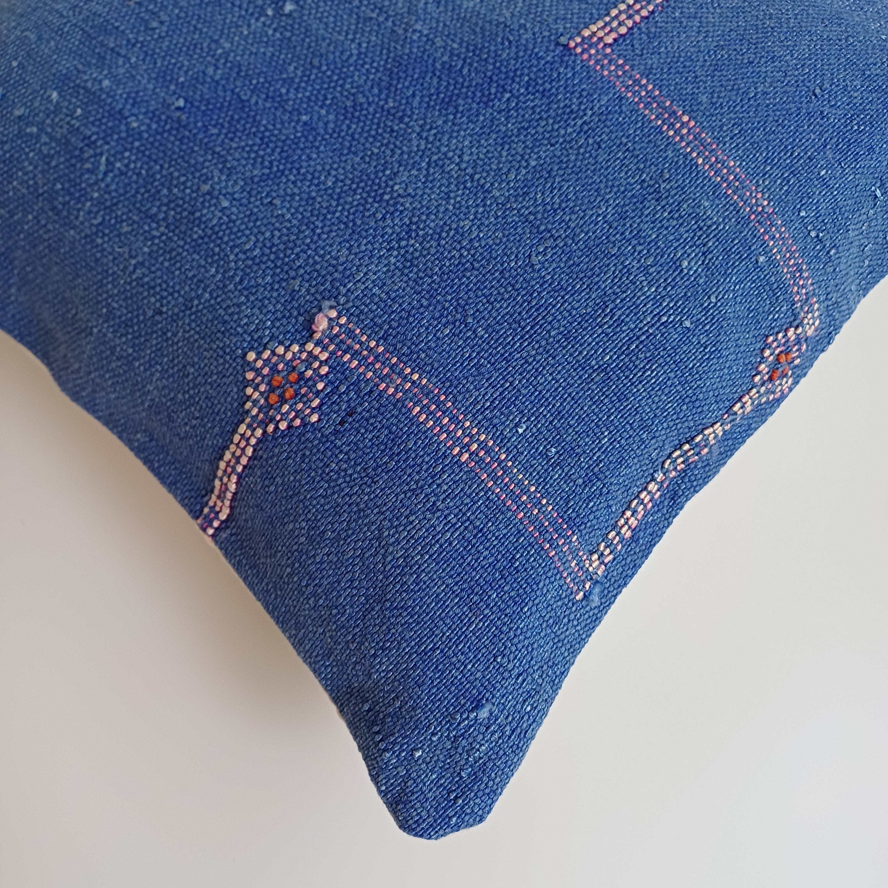 Moroccan Handmade Blue Cactus Silk Cushion Cover 16''x16'' / 40x40 CM