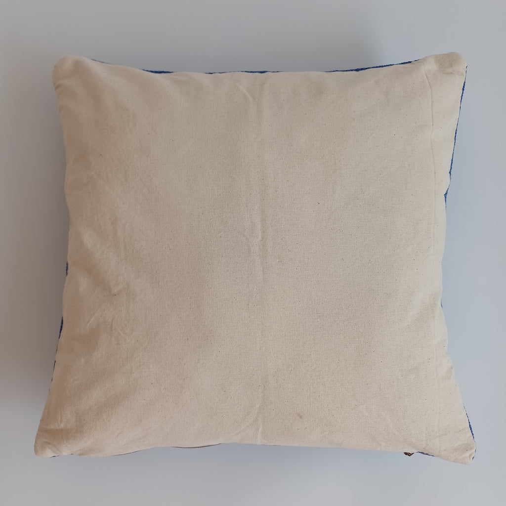 Moroccan Handmade Blue Cactus Silk Cushion Cover 16''x16'' / 40x40 CM