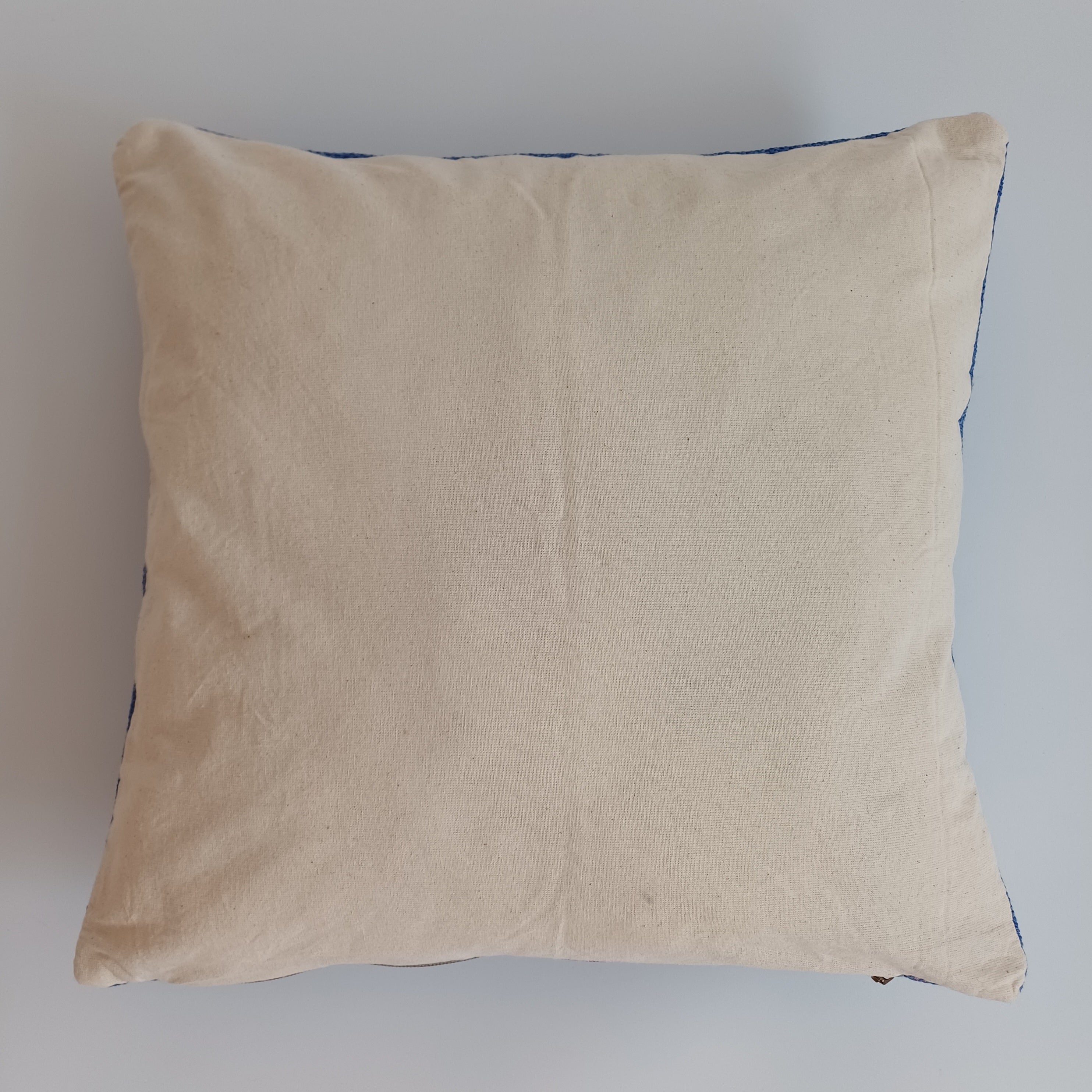 Moroccan Handmade Blue Cactus Silk Cushion Cover 16''x16'' / 40x40 CM