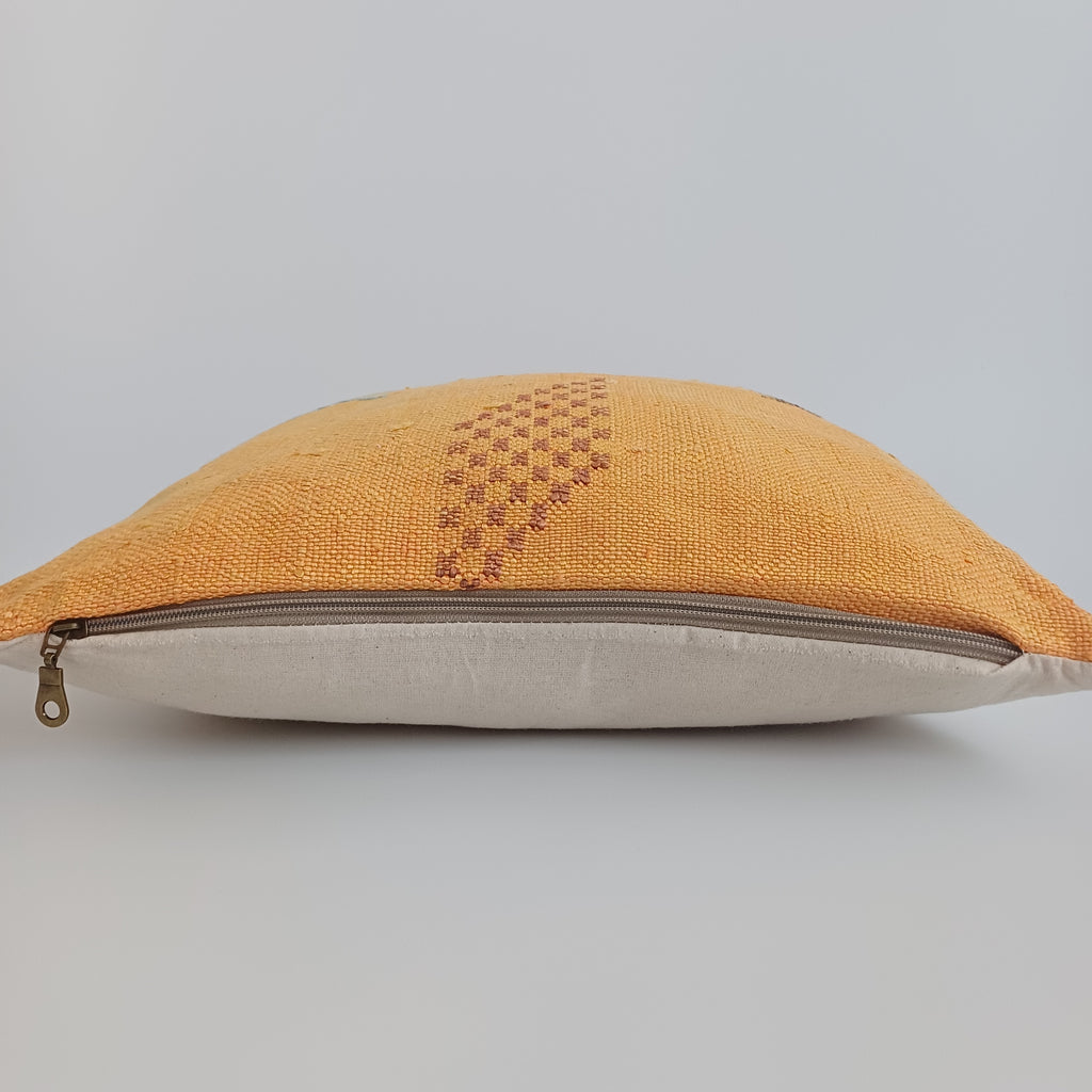 Moroccan Handmade Orange Cactus Silk Cushion Cover 16''x16'' / 40x40 CM