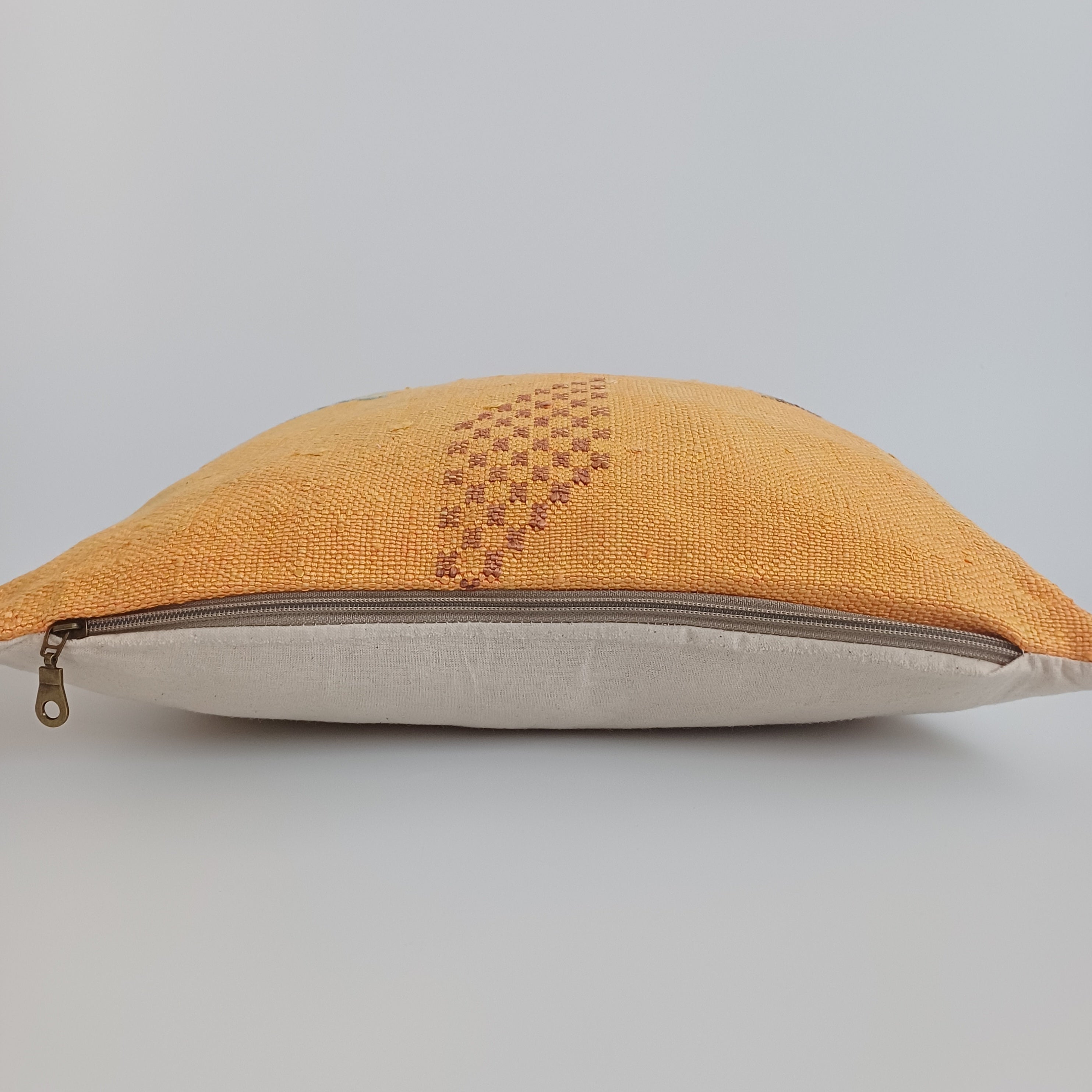 Moroccan Handmade Orange Cactus Silk Cushion Cover 16''x16'' / 40x40 CM
