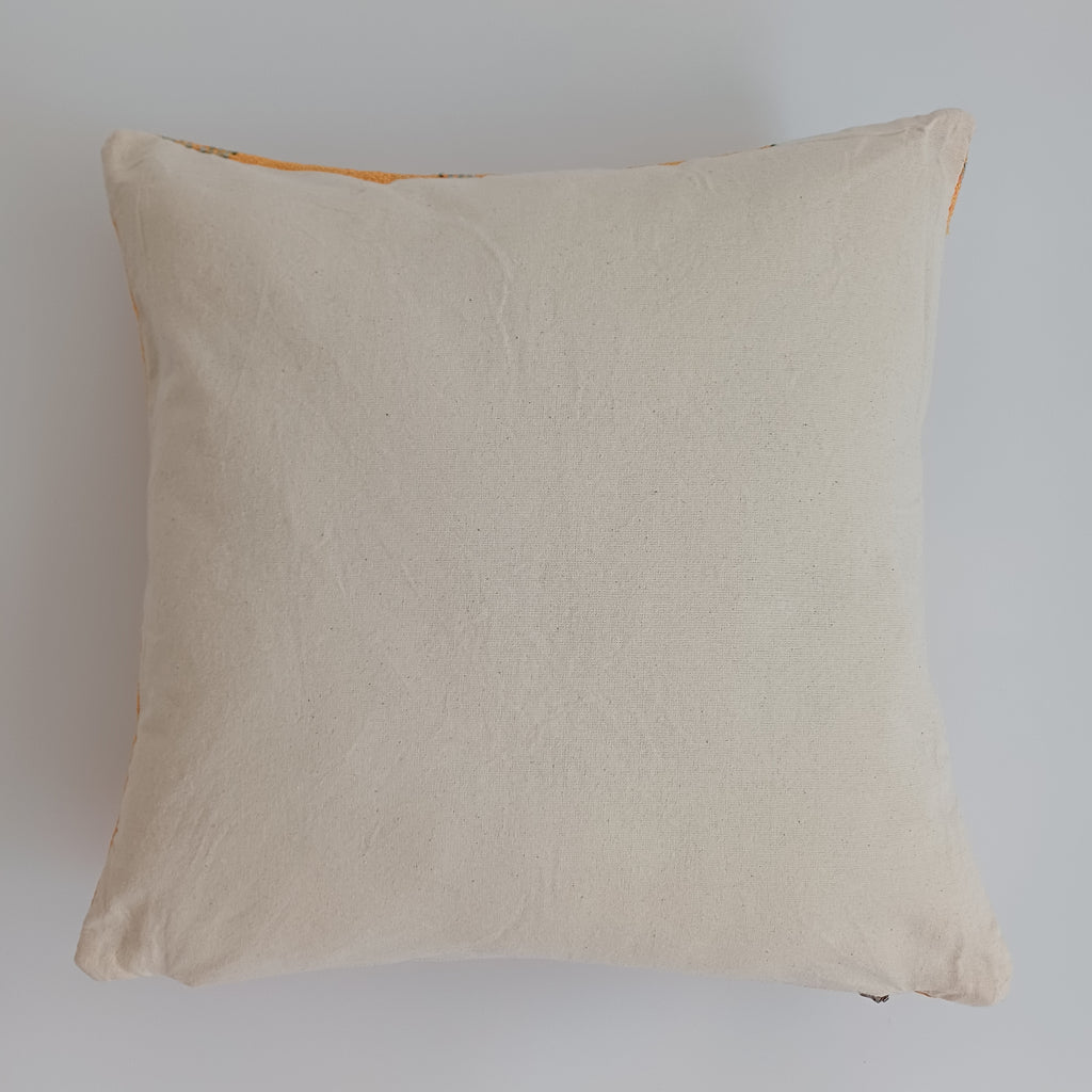 Moroccan Handmade Orange Cactus Silk Cushion Cover 16''x16'' / 40x40 CM