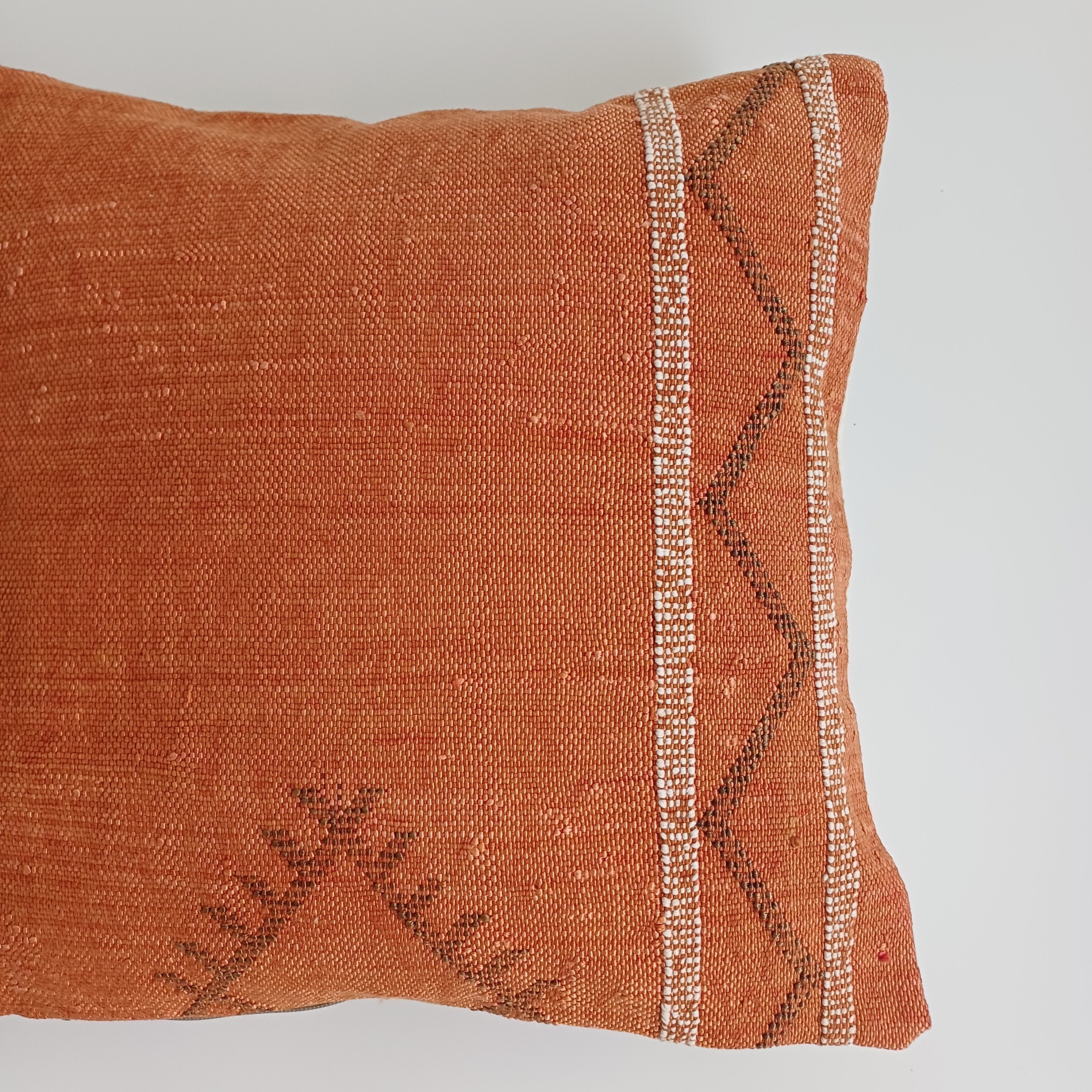 Moroccan Handmade Orange Cactus Silk Cushion Cover 16''x16'' / 40x40 CM