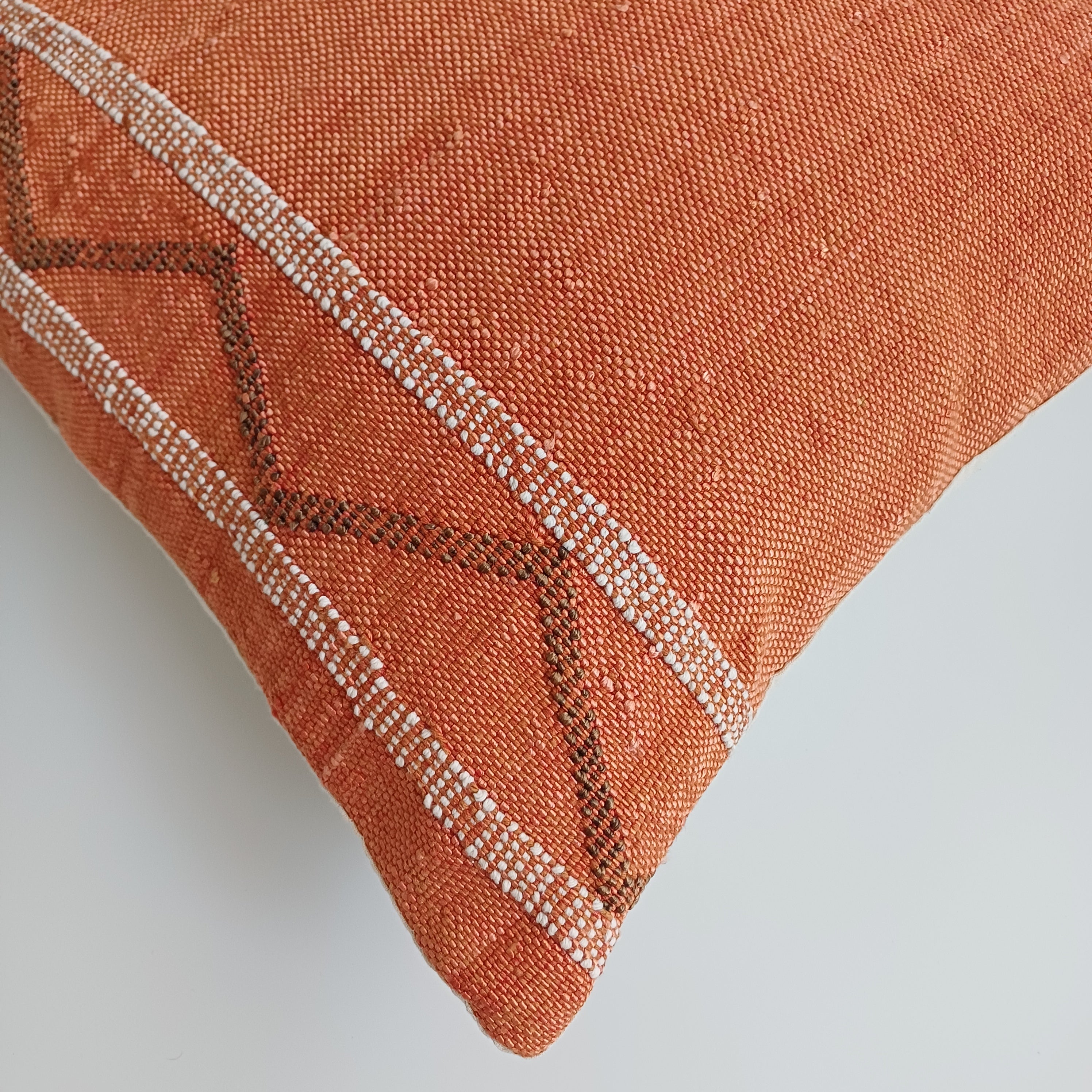 Moroccan Handmade Orange Cactus Silk Cushion Cover 16''x16'' / 40x40 CM