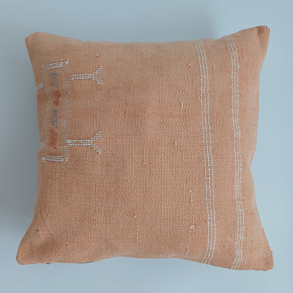 Moroccan Handmade Orange Cactus Silk Cushion Cover 16''x16'' / 40x40 CM
