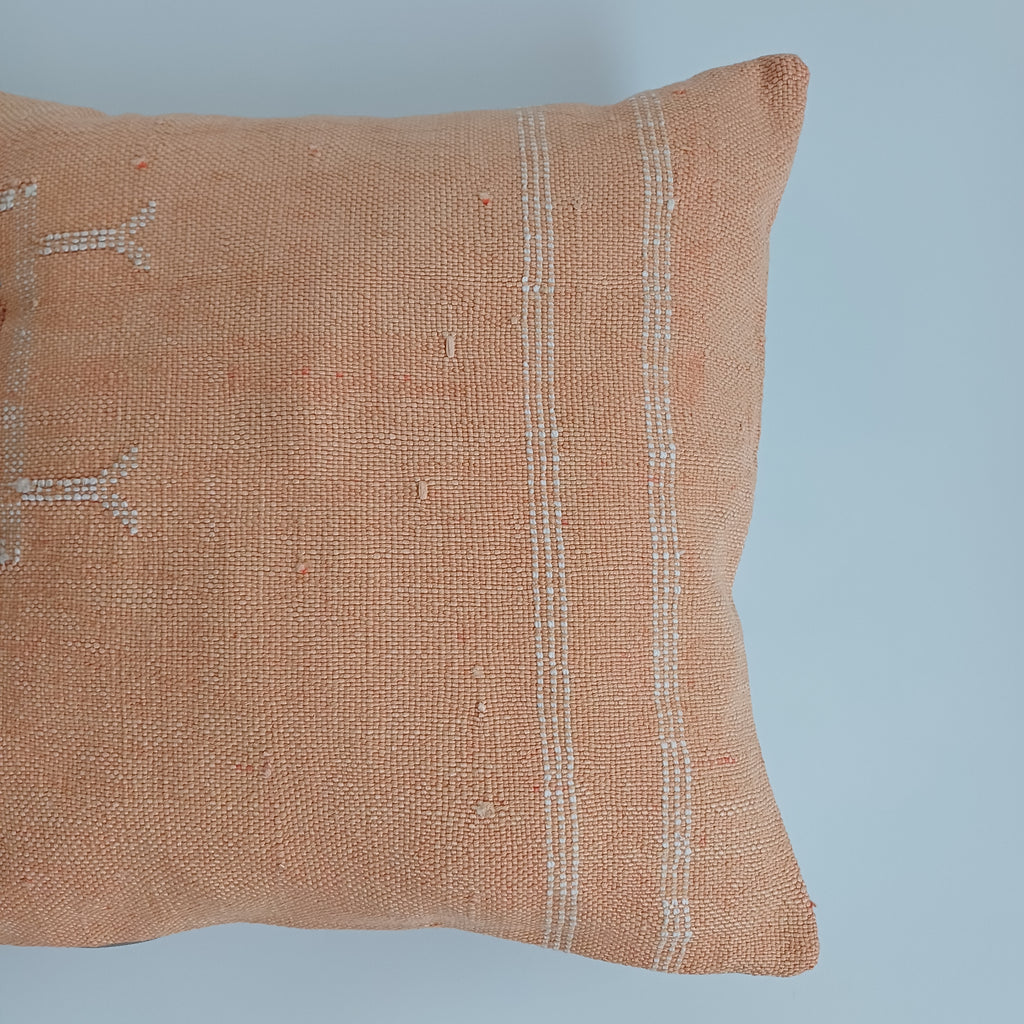 Moroccan Handmade Orange Cactus Silk Cushion Cover 16''x16'' / 40x40 CM