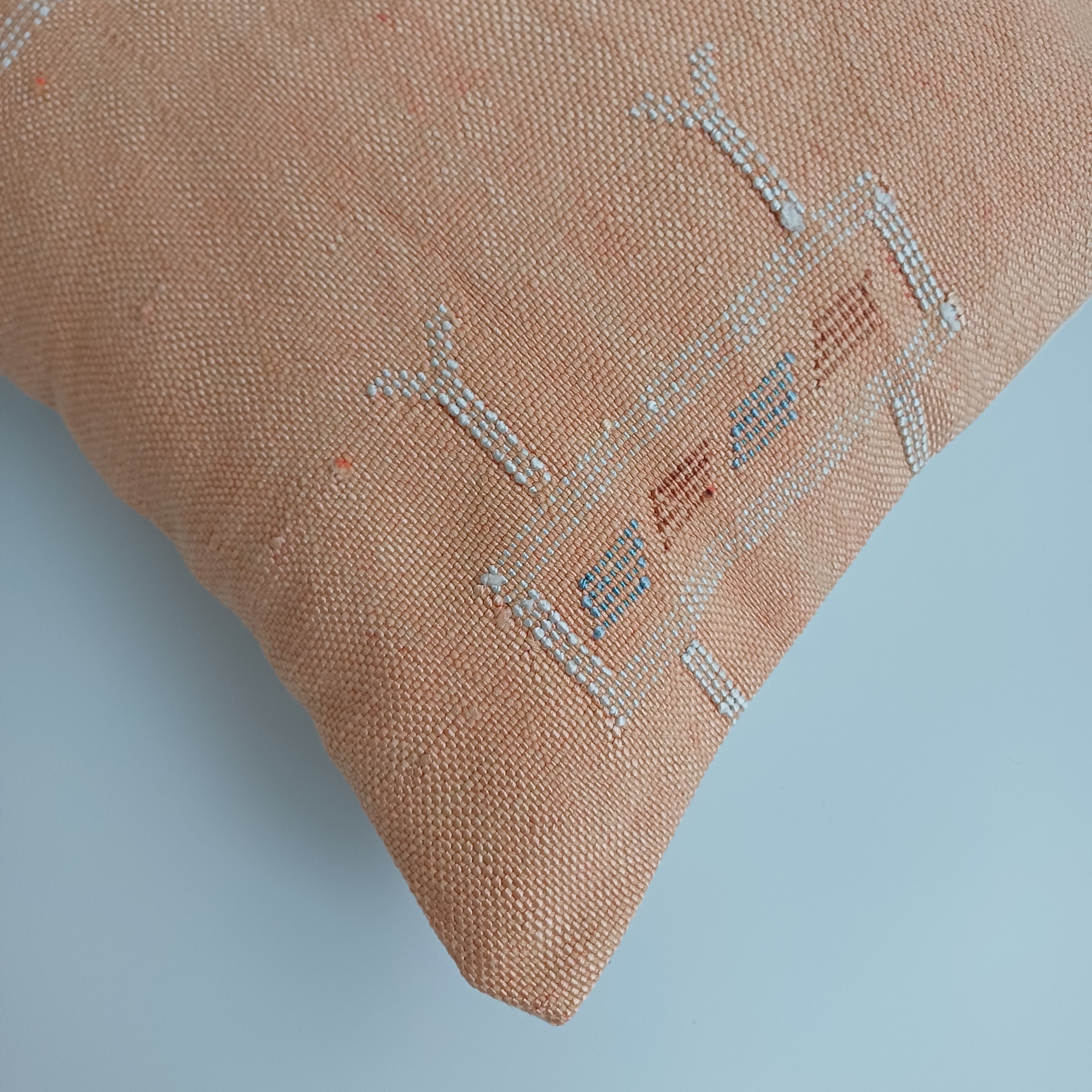 Moroccan Handmade Orange Cactus Silk Cushion Cover 16''x16'' / 40x40 CM