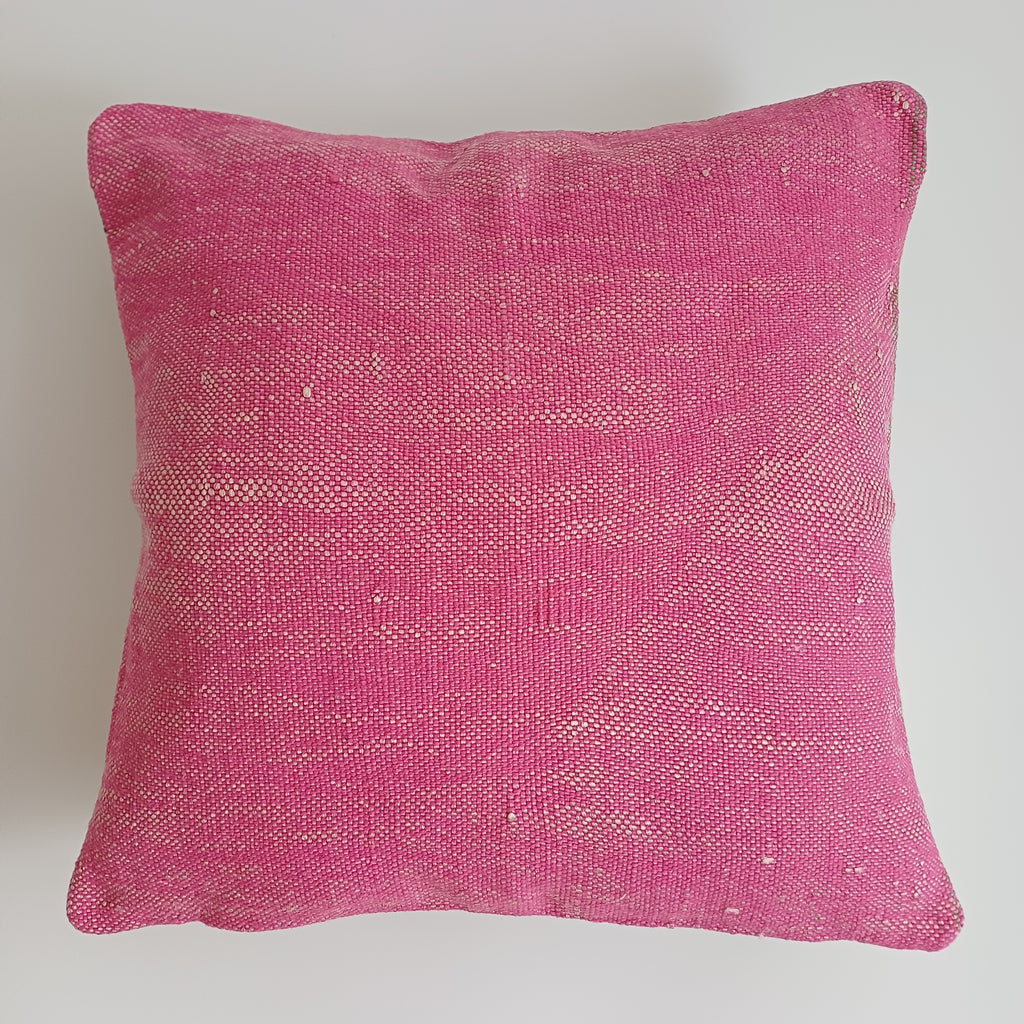 Moroccan Handmade Pink Cactus Silk Cushion Cover 16''x16'' / 40x40 CM