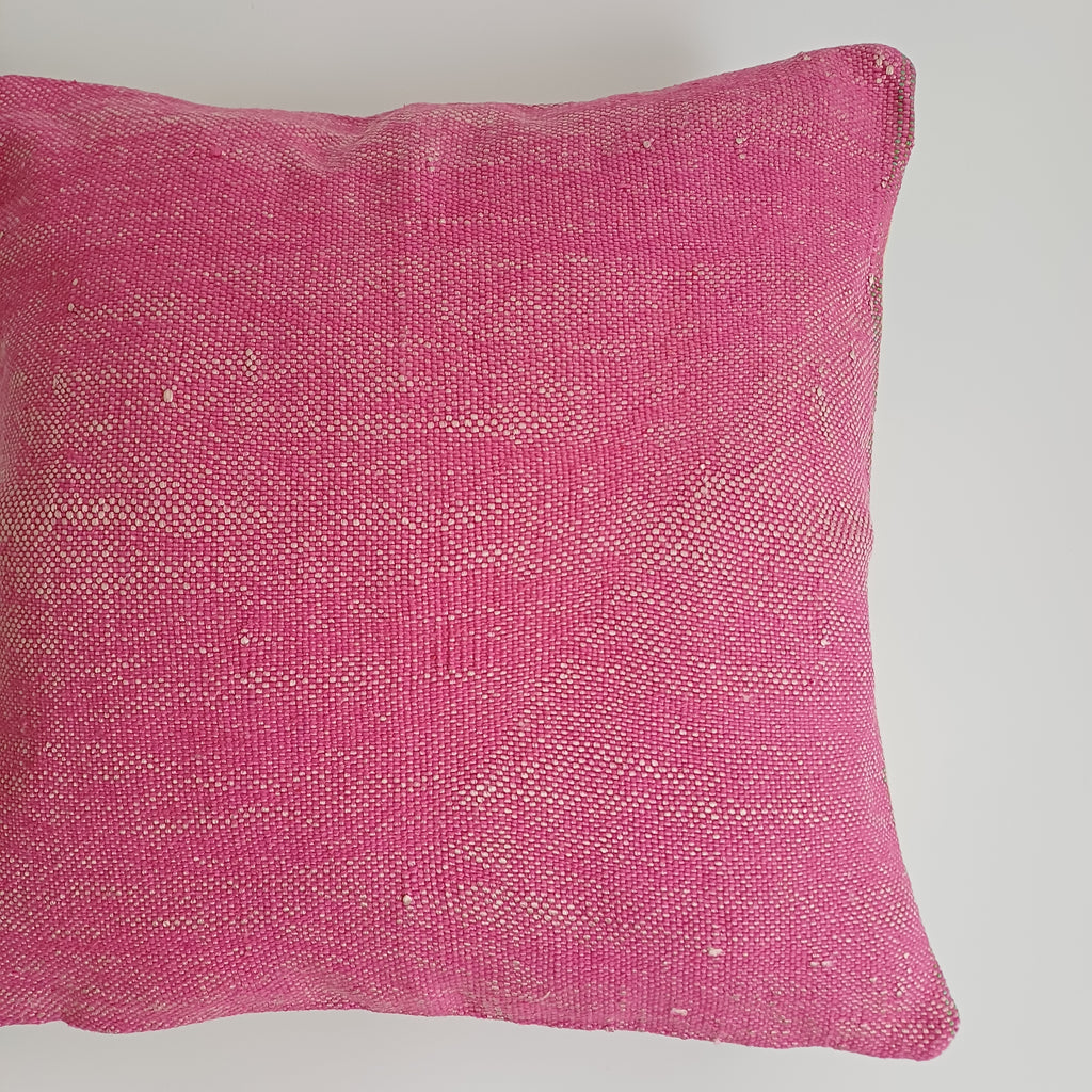 Moroccan Handmade Pink Cactus Silk Cushion Cover 16''x16'' / 40x40 CM