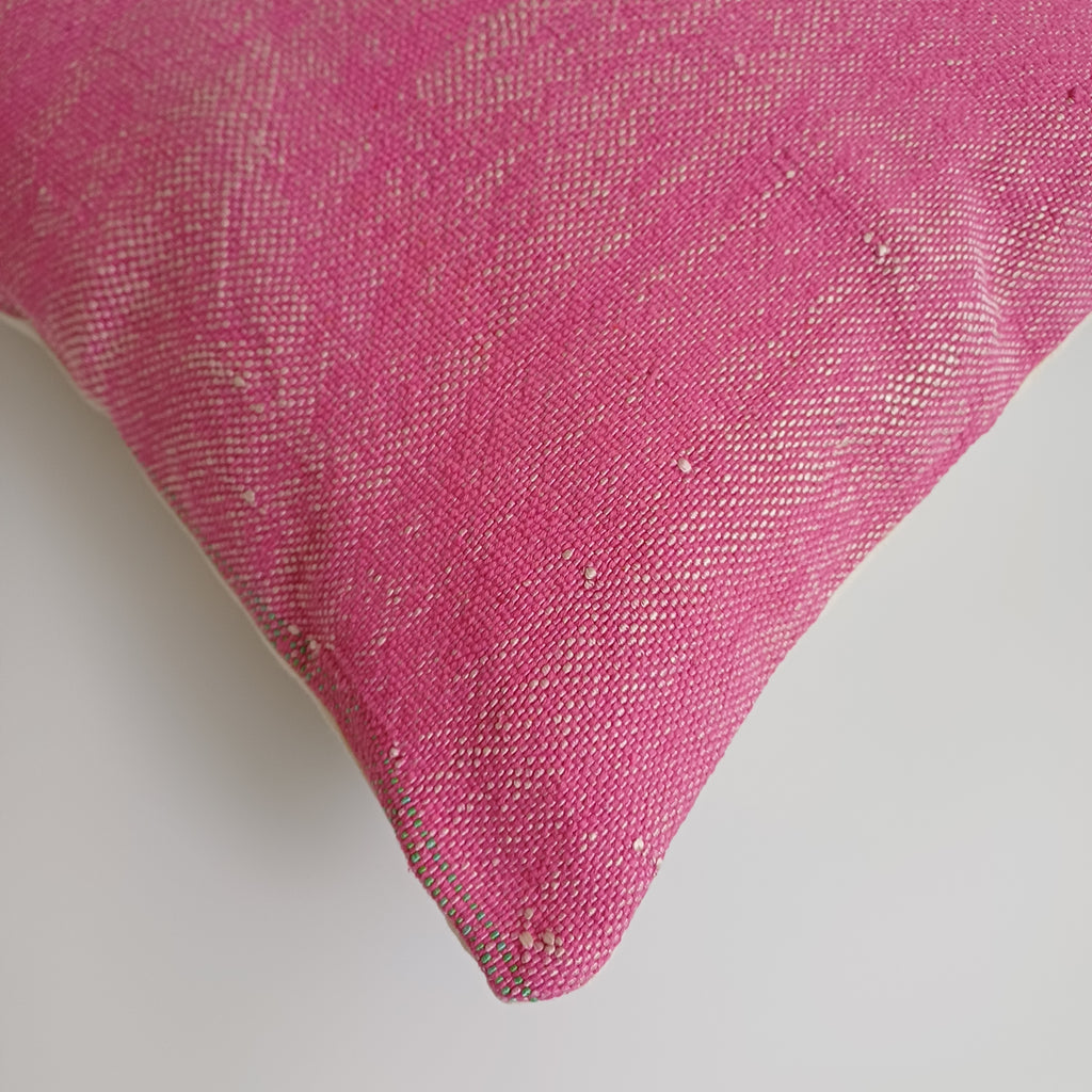 Moroccan Handmade Pink Cactus Silk Cushion Cover 16''x16'' / 40x40 CM