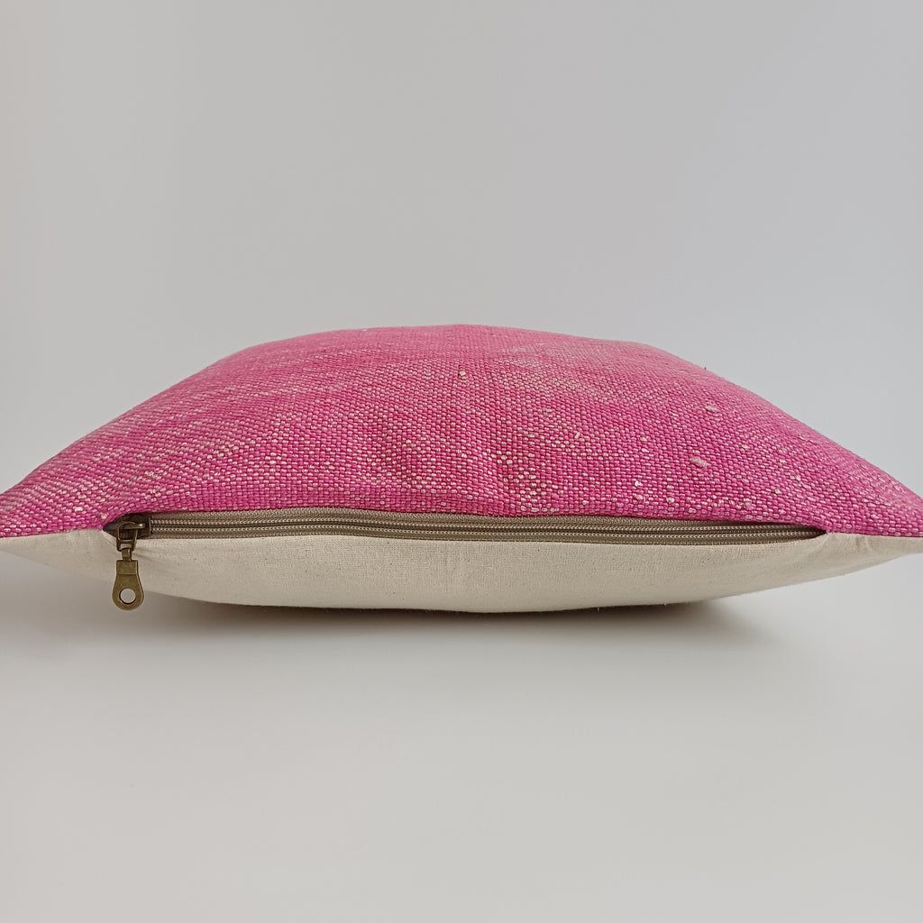 Moroccan Handmade Pink Cactus Silk Cushion Cover 16''x16'' / 40x40 CM