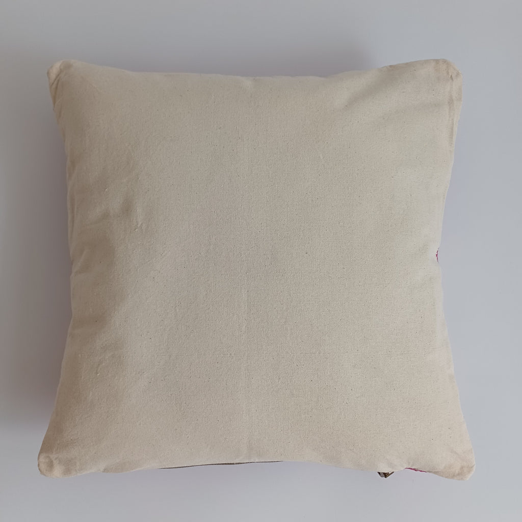 Moroccan Handmade Pink Cactus Silk Cushion Cover 16''x16'' / 40x40 CM
