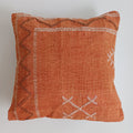 Moroccan Handmade Orange Cactus Silk Cushion Cover 16''x16'' / 40x40 CM