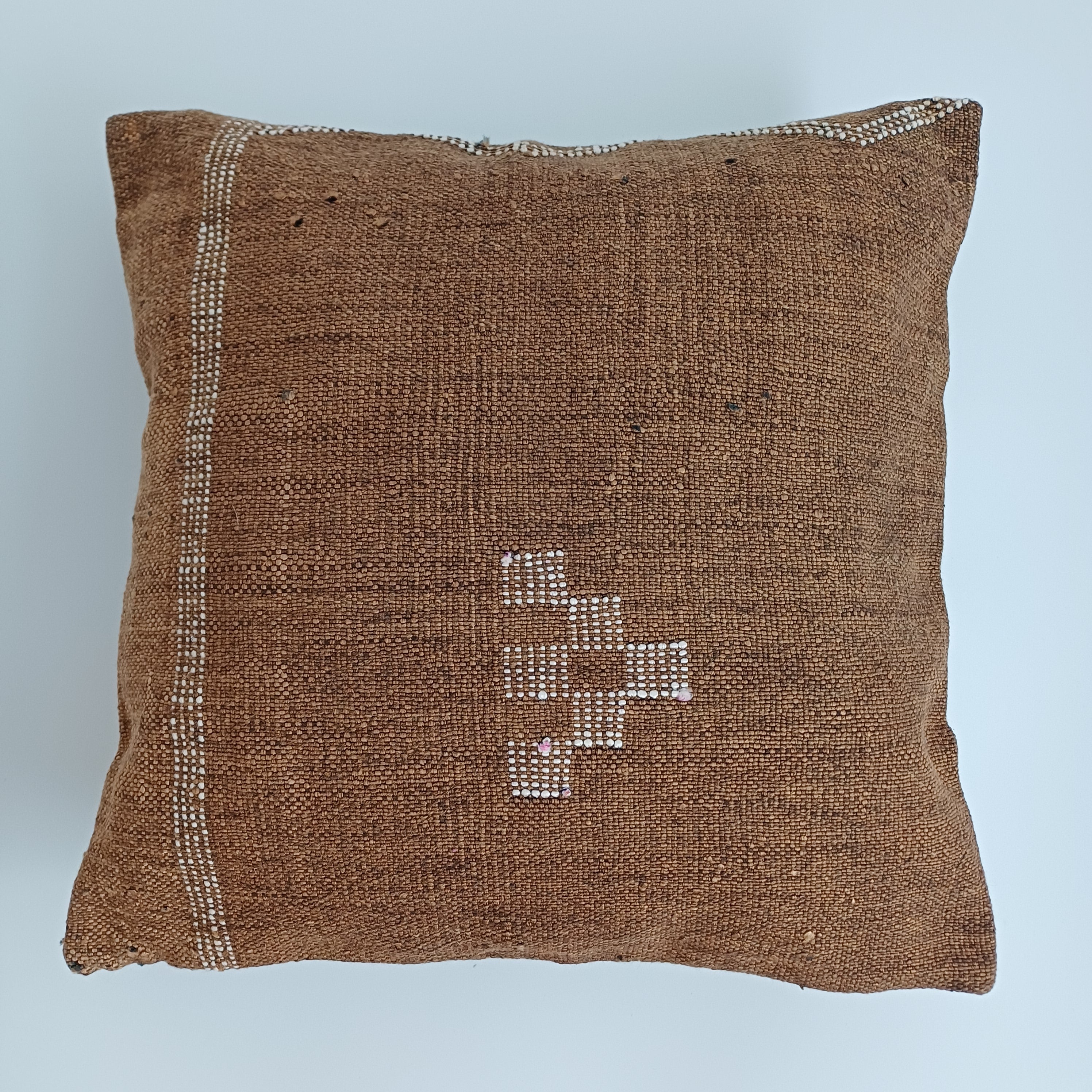 Moroccan Handmade Brown Cactus Silk Cushion Cover 16''x16'' / 40x40 CM