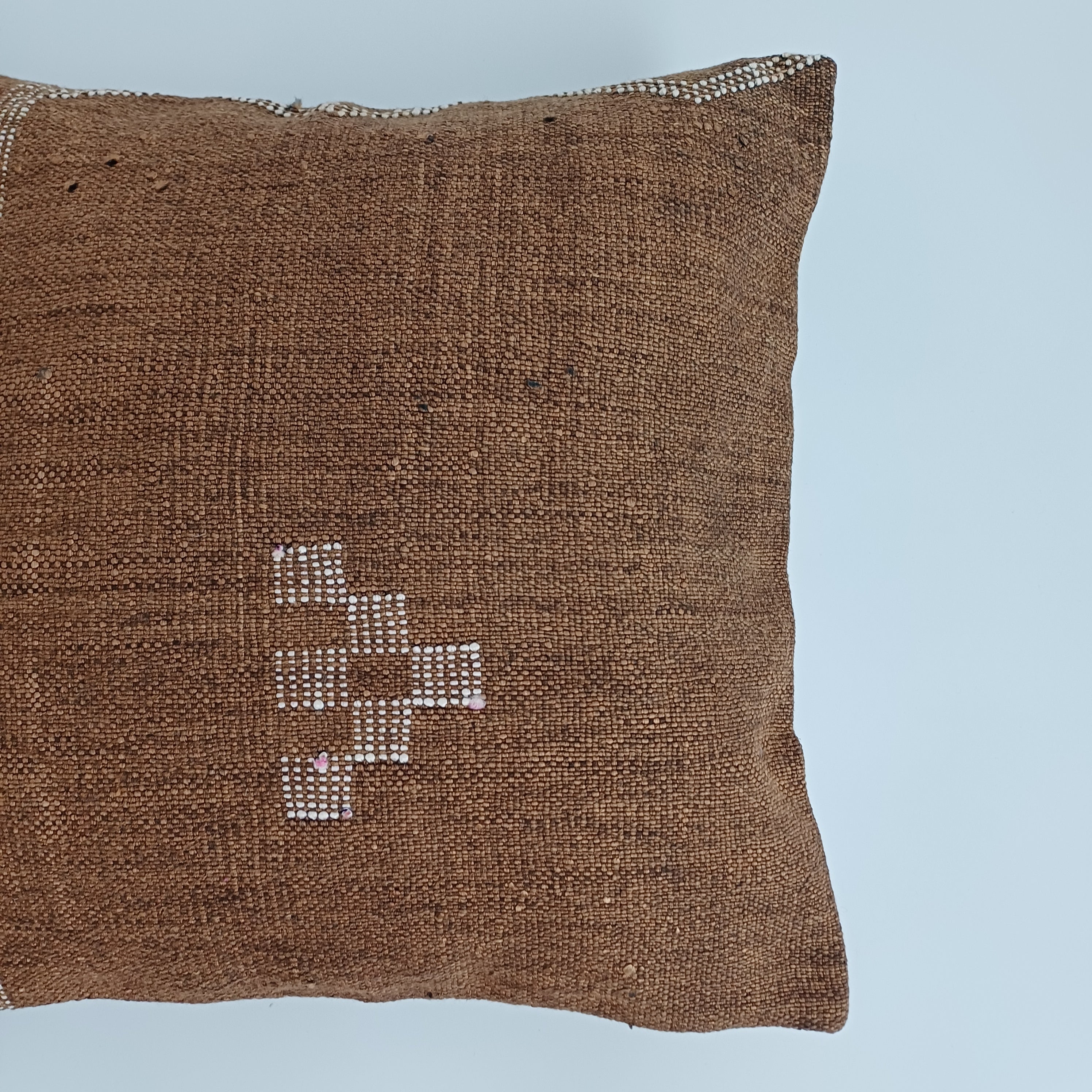 Moroccan Handmade Brown Cactus Silk Cushion Cover 16''x16'' / 40x40 CM