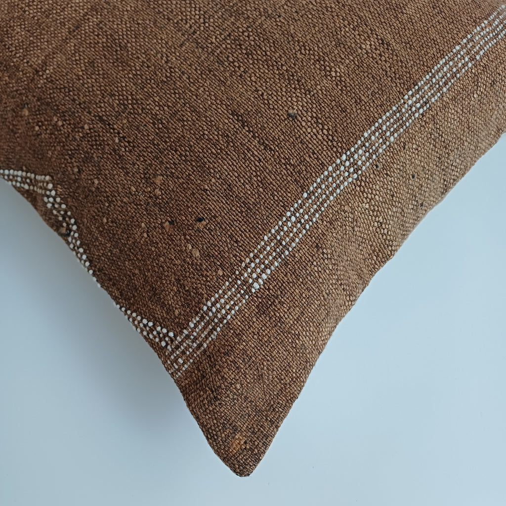 Moroccan Handmade Brown Cactus Silk Cushion Cover 16''x16'' / 40x40 CM