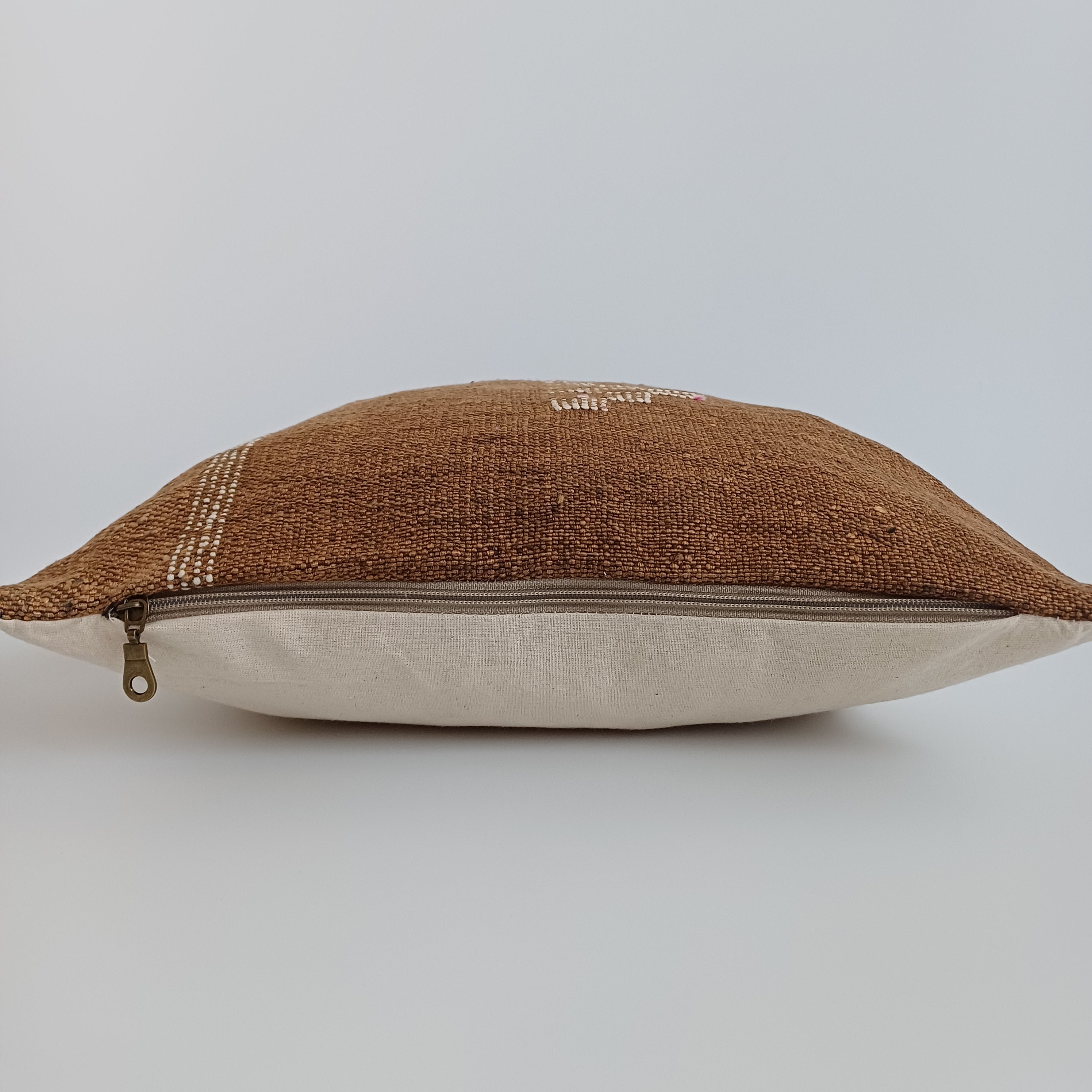 Moroccan Handmade Brown Cactus Silk Cushion Cover 16''x16'' / 40x40 CM