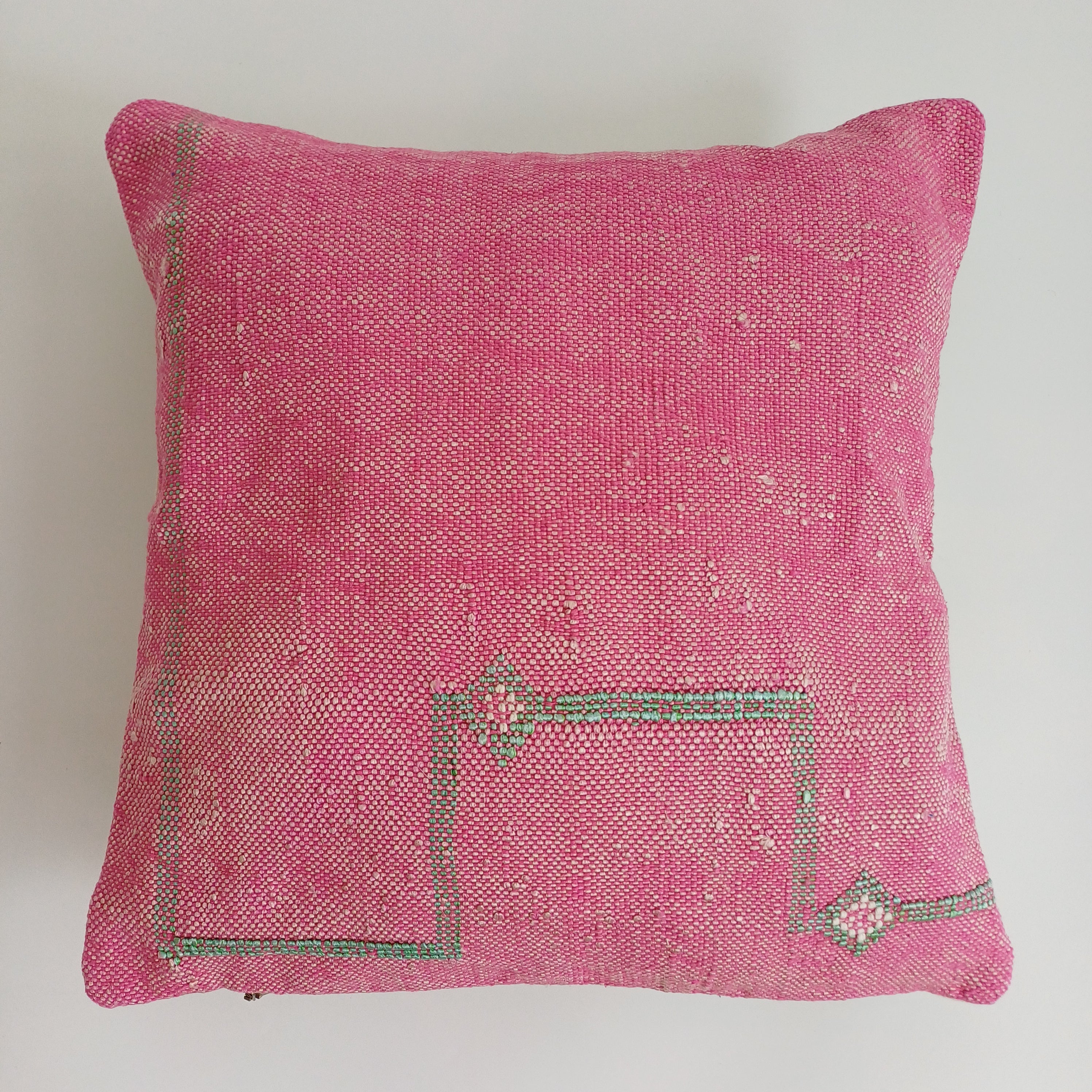 Moroccan Handmade Pink Cactus Silk Cushion Cover 16''x16'' / 40x40 CM