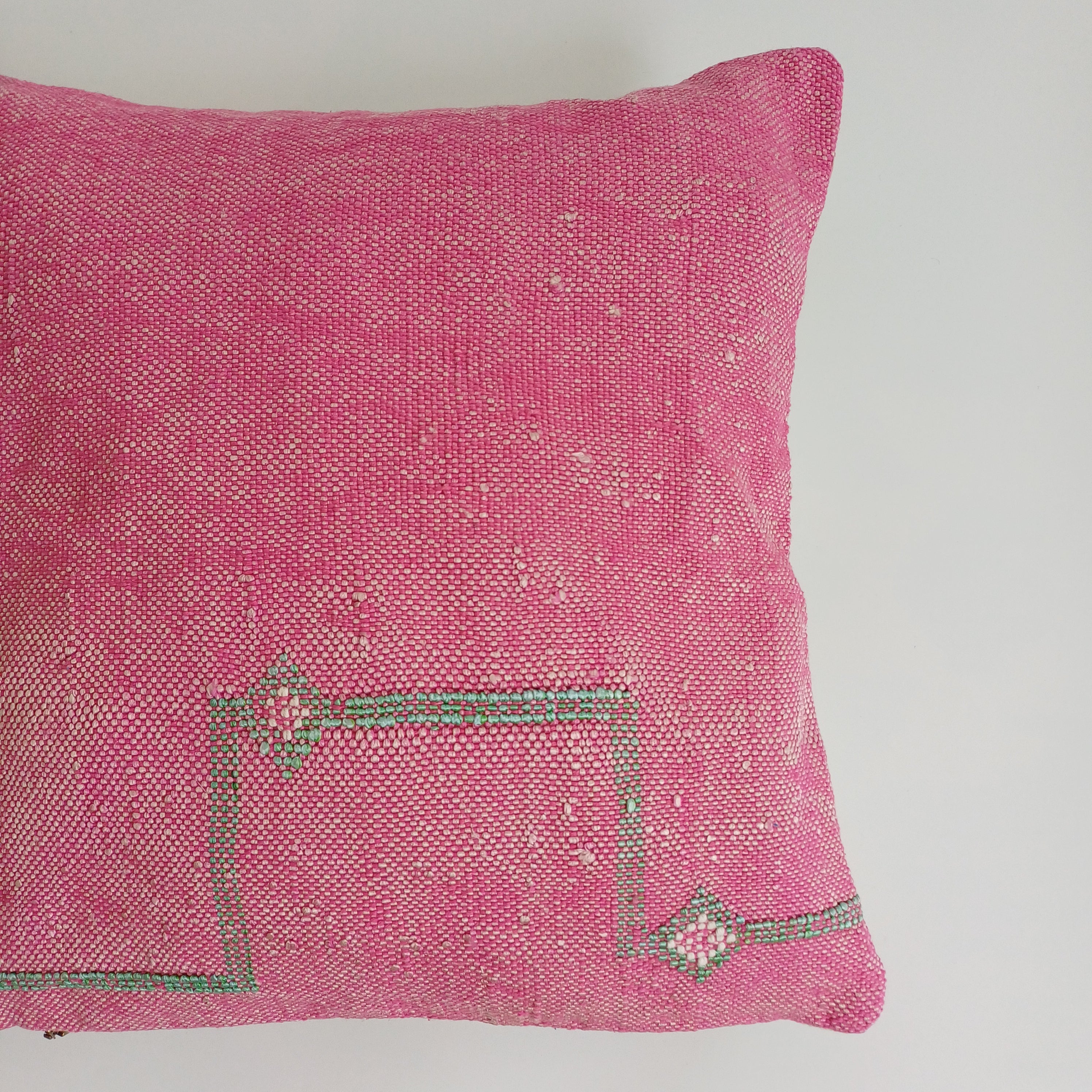 Moroccan Handmade Pink Cactus Silk Cushion Cover 16''x16'' / 40x40 CM