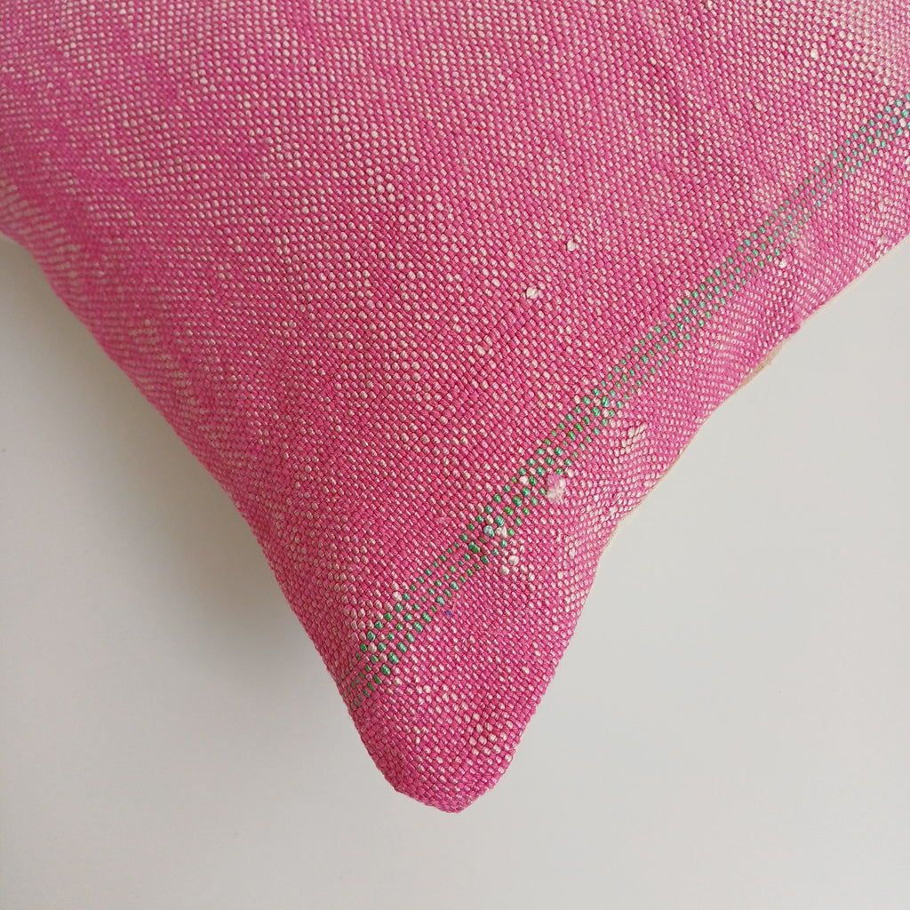 Moroccan Handmade Pink Cactus Silk Cushion Cover 16''x16'' / 40x40 CM