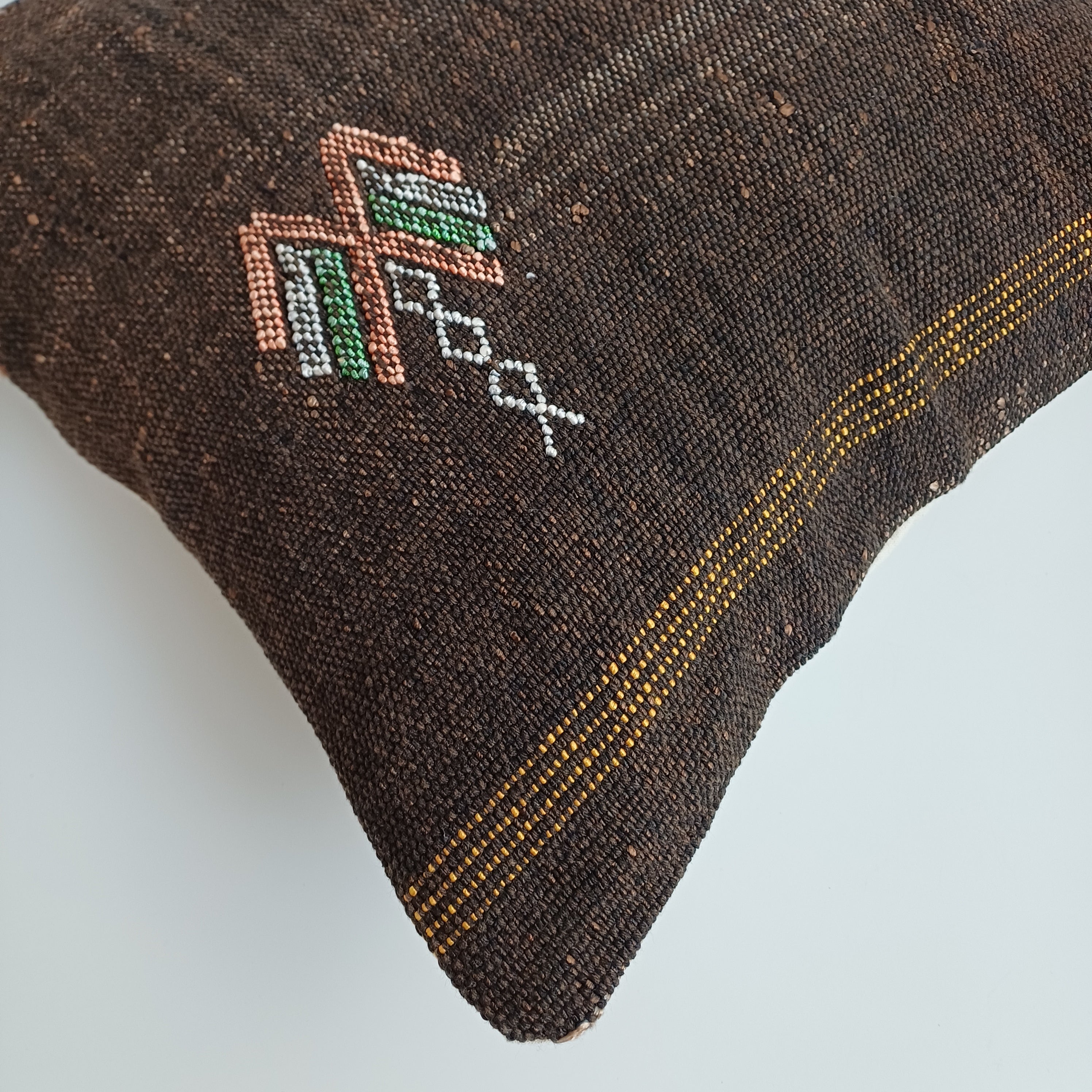 Moroccan Handmade Brown Cactus Silk Cushion Cover 16''x16'' / 40x40 CM