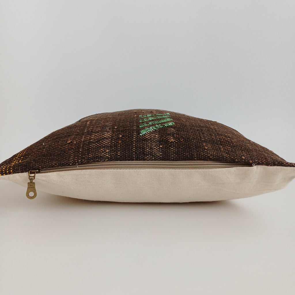 Moroccan Handmade Brown Cactus Silk Cushion Cover 16''x16'' / 40x40 CM
