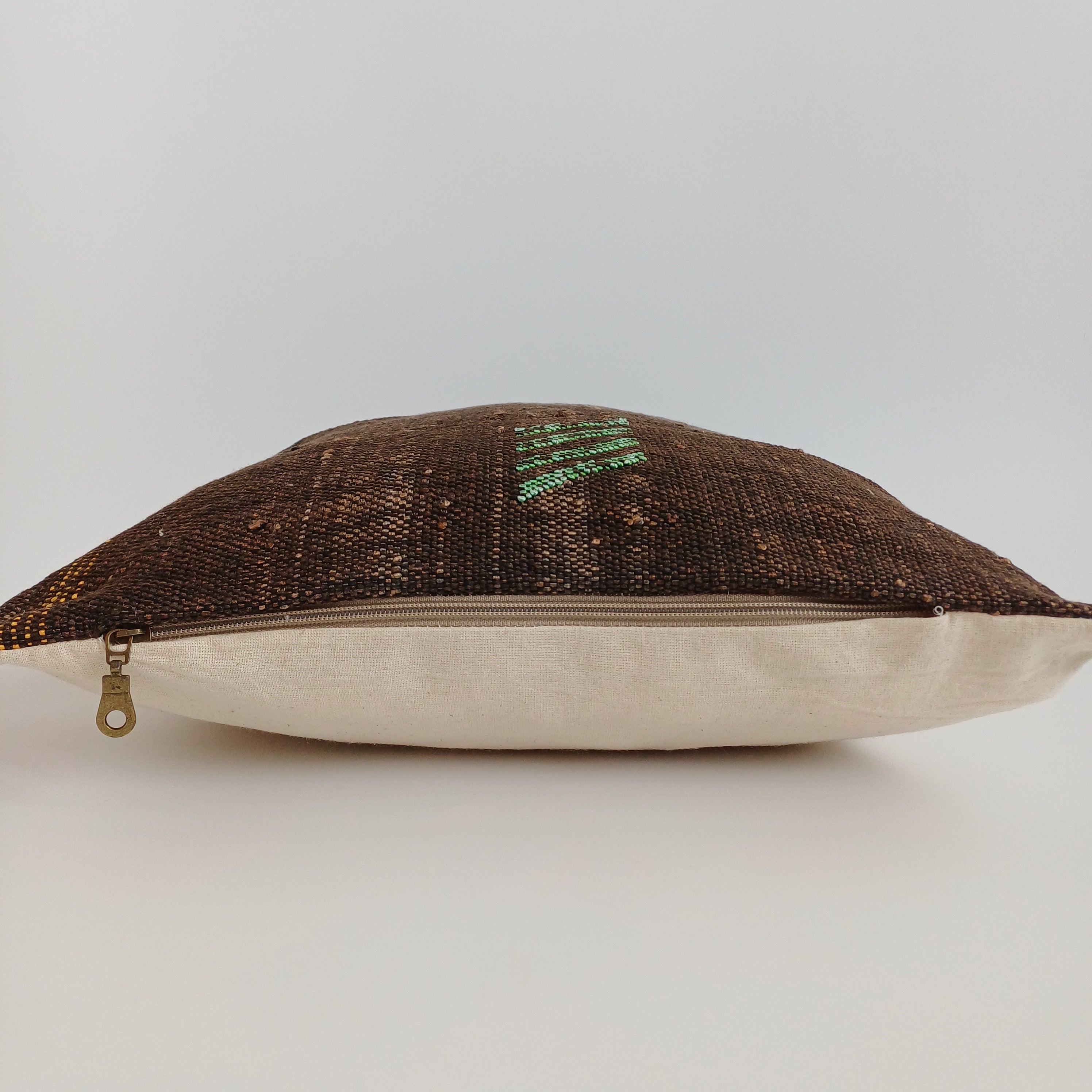 Moroccan Handmade Brown Cactus Silk Cushion Cover 16''x16'' / 40x40 CM