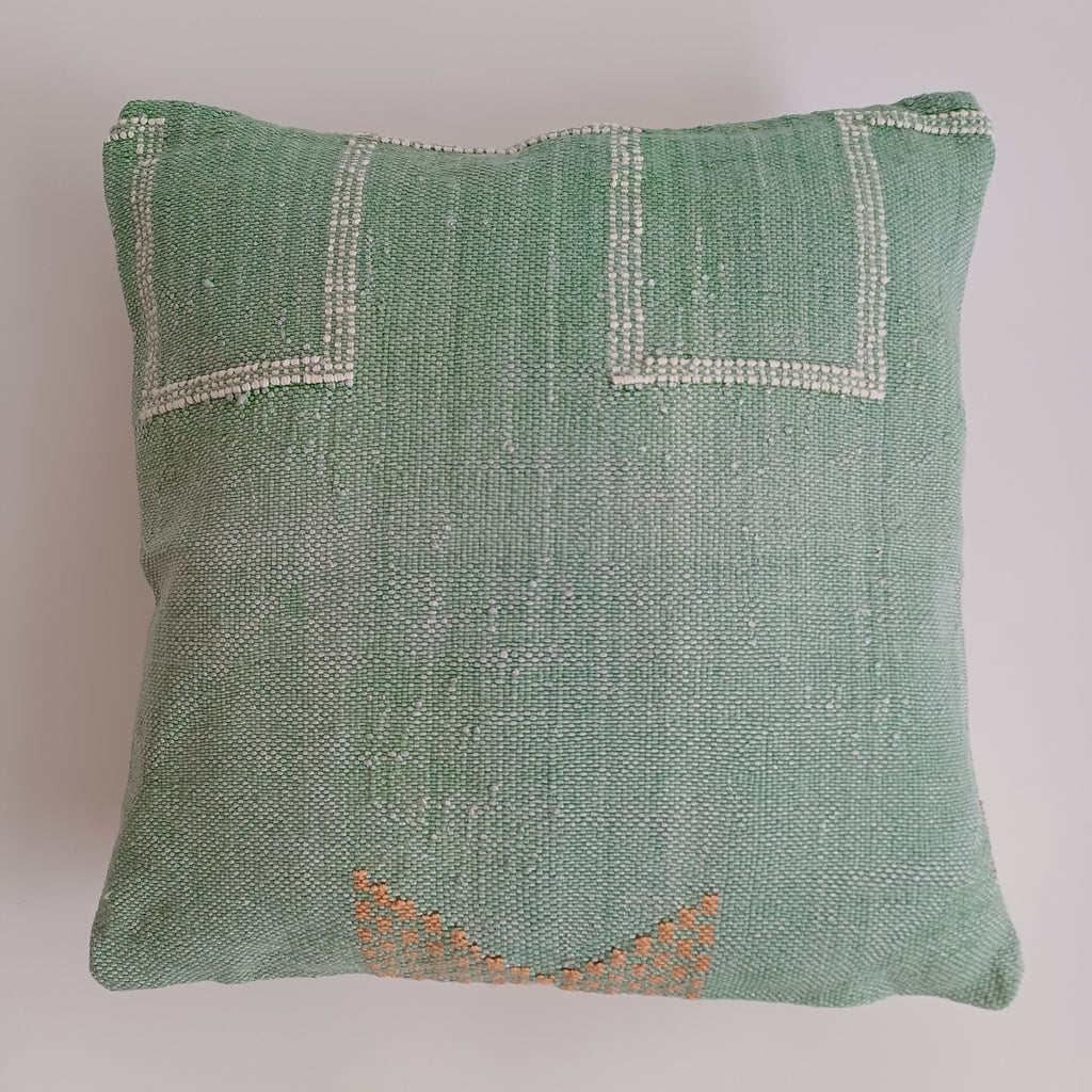 Moroccan Handmade Green Cactus Silk Cushion Cover 16''x16'' / 40x40 CM