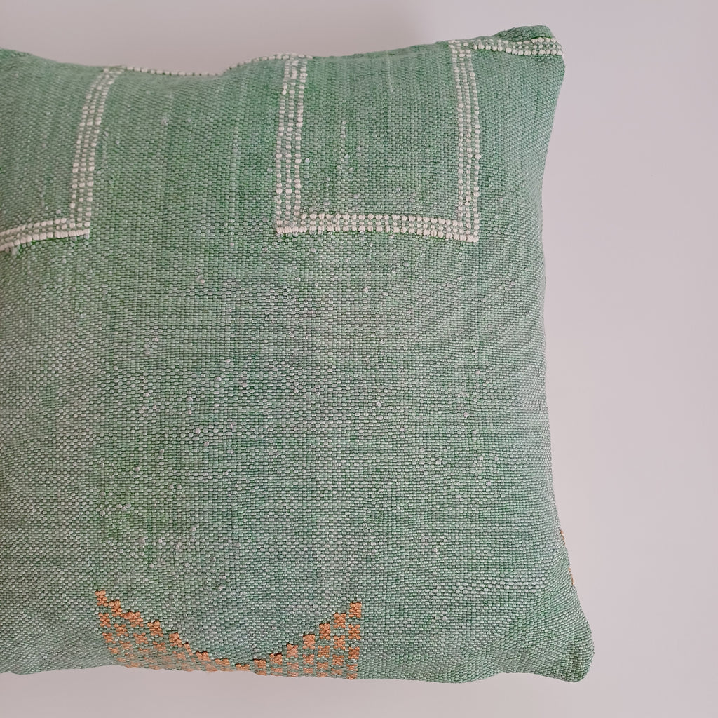 Moroccan Handmade Green Cactus Silk Cushion Cover 16''x16'' / 40x40 CM