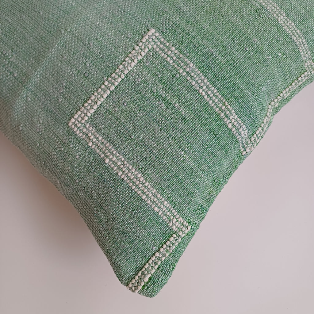 Moroccan Handmade Green Cactus Silk Cushion Cover 16''x16'' / 40x40 CM