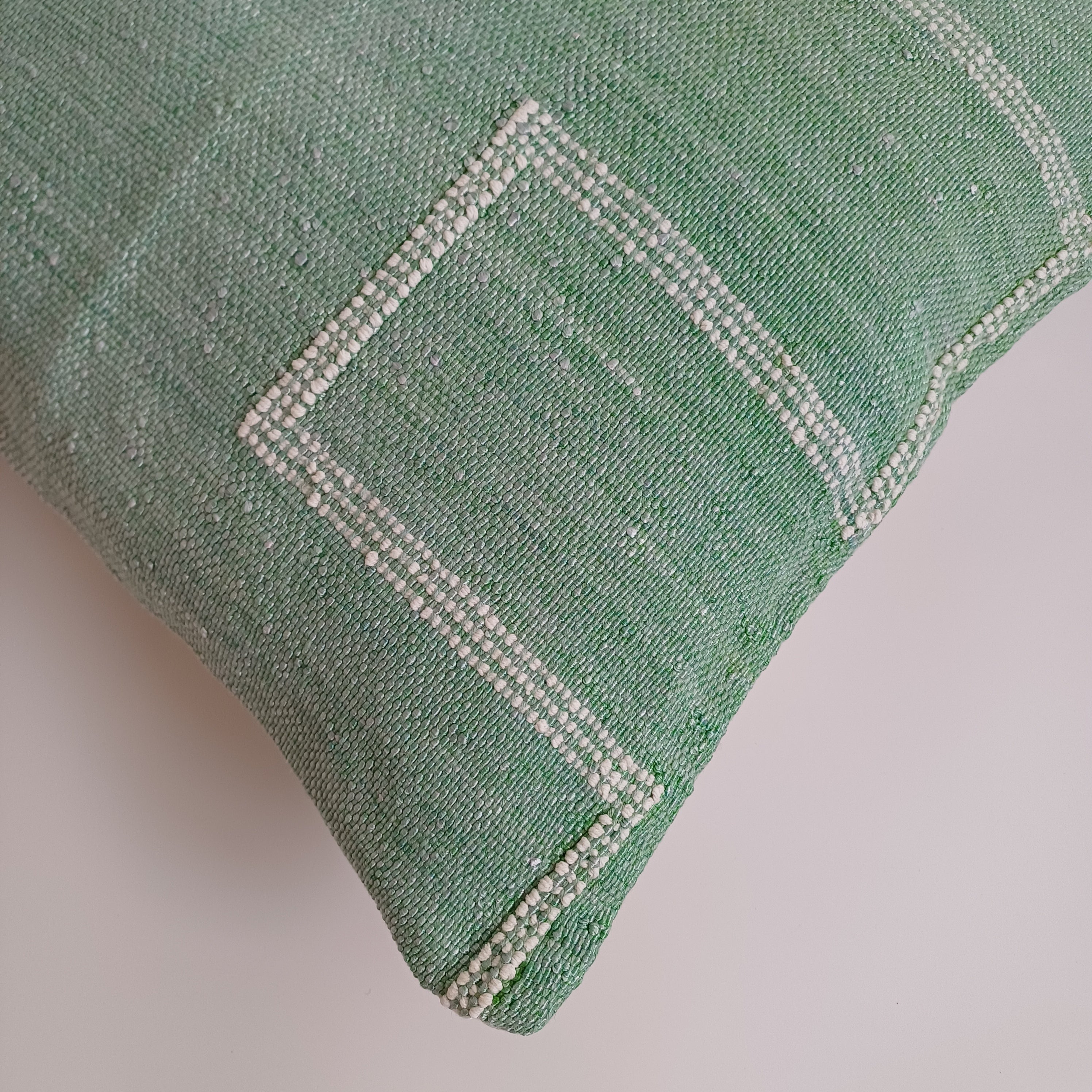 Moroccan Handmade Green Cactus Silk Cushion Cover 16''x16'' / 40x40 CM