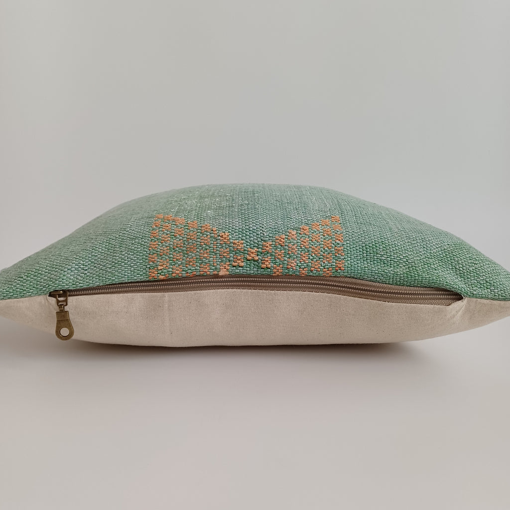 Moroccan Handmade Green Cactus Silk Cushion Cover 16''x16'' / 40x40 CM