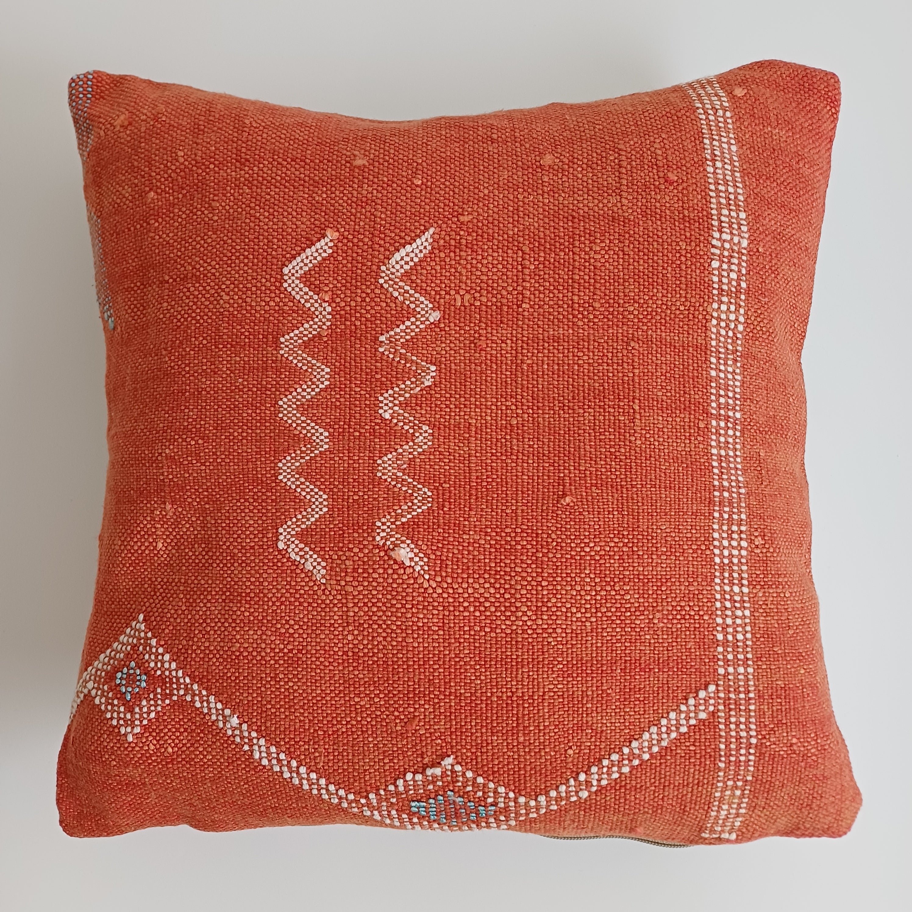 Moroccan Handmade Red Cactus Silk Cushion Cover 16''x16'' / 40x40 CM