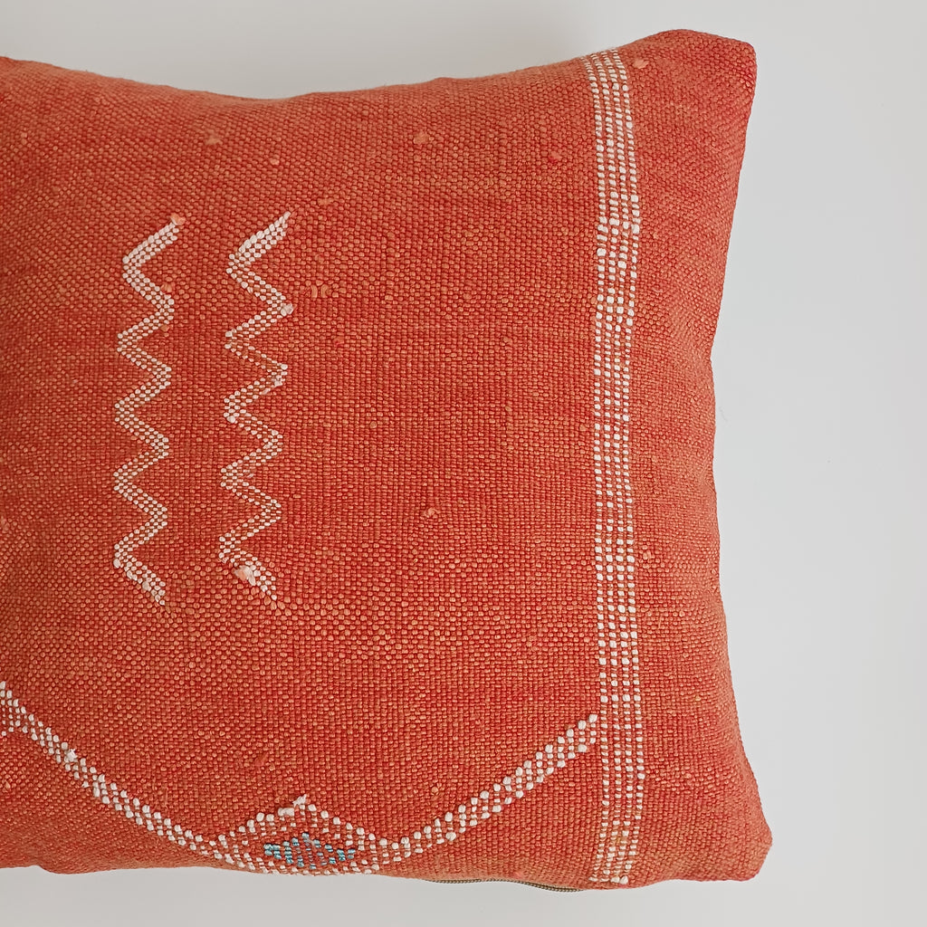 Moroccan Handmade Red Cactus Silk Cushion Cover 16''x16'' / 40x40 CM