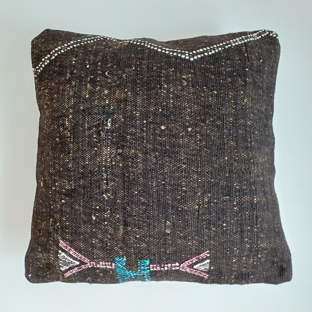 Moroccan Handmade Brown Cactus Silk Cushion Cover 16''x16'' / 40x40 CM