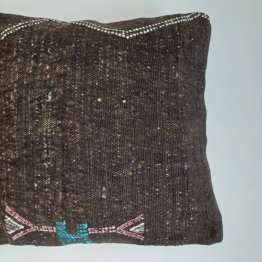 Moroccan Handmade Brown Cactus Silk Cushion Cover 16''x16'' / 40x40 CM