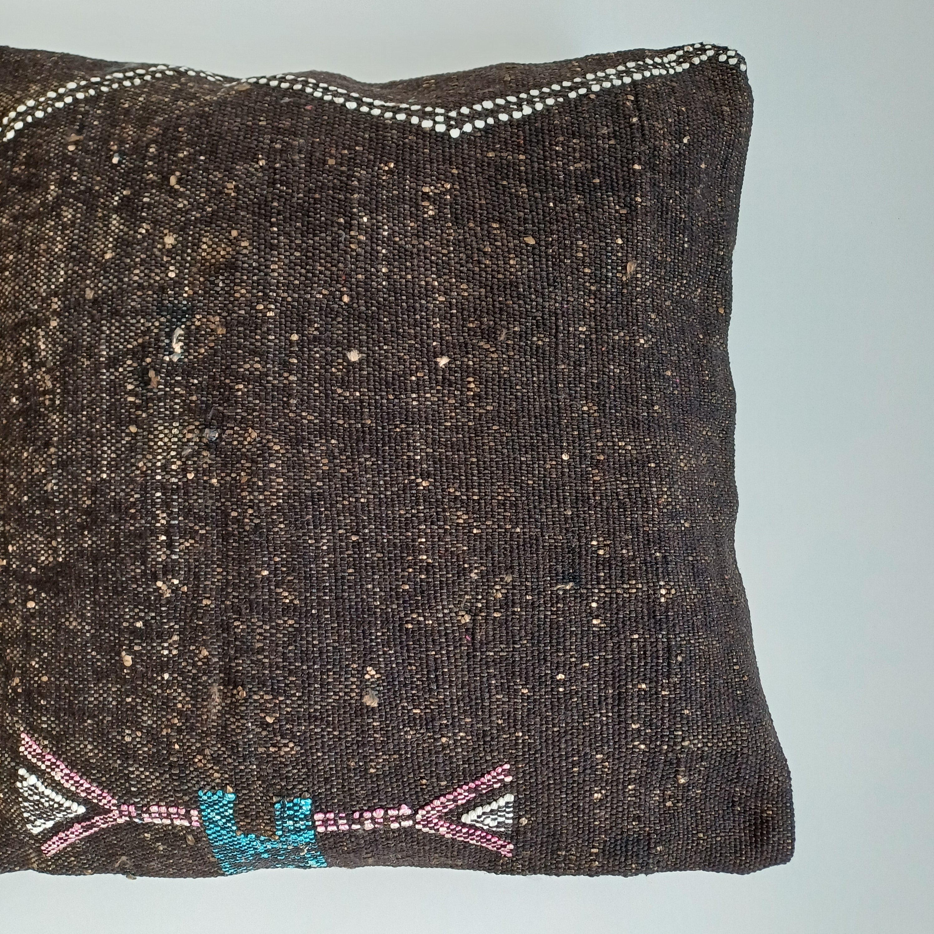 Moroccan Handmade Brown Cactus Silk Cushion Cover 16''x16'' / 40x40 CM
