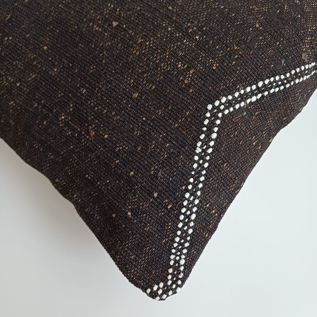 Moroccan Handmade Brown Cactus Silk Cushion Cover 16''x16'' / 40x40 CM
