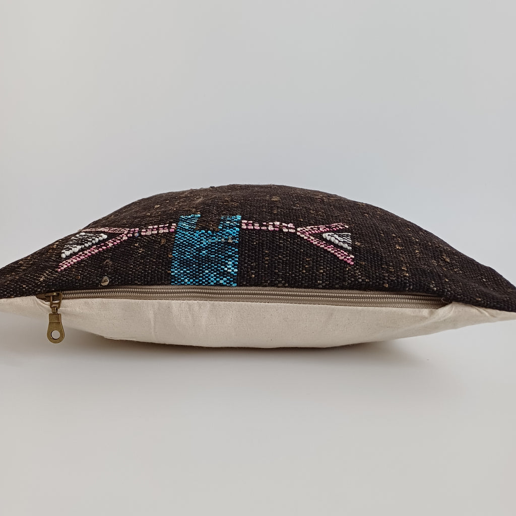 Moroccan Handmade Brown Cactus Silk Cushion Cover 16''x16'' / 40x40 CM