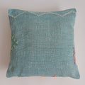 Moroccan Handmade Teal Blue Cactus Silk Cushion Cover 16''x16'' / 40x40 CM