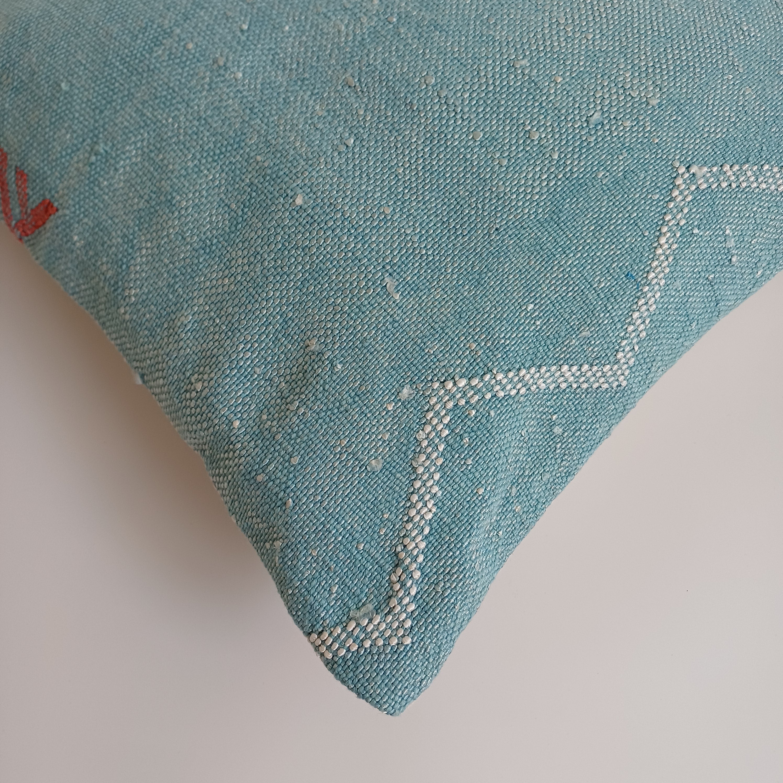 Moroccan Handmade Teal Blue Cactus Silk Cushion Cover 16''x16'' / 40x40 CM