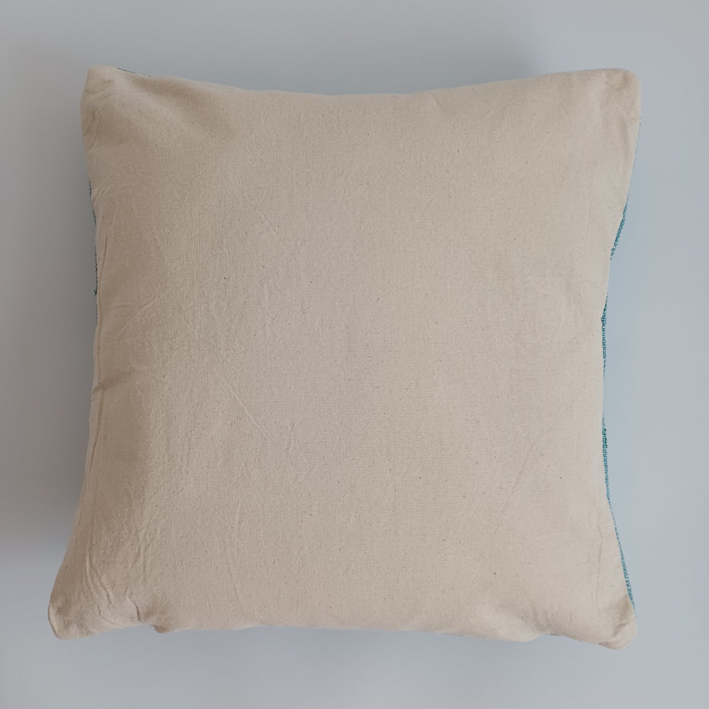 Moroccan Handmade Teal Blue Cactus Silk Cushion Cover 16''x16'' / 40x40 CM
