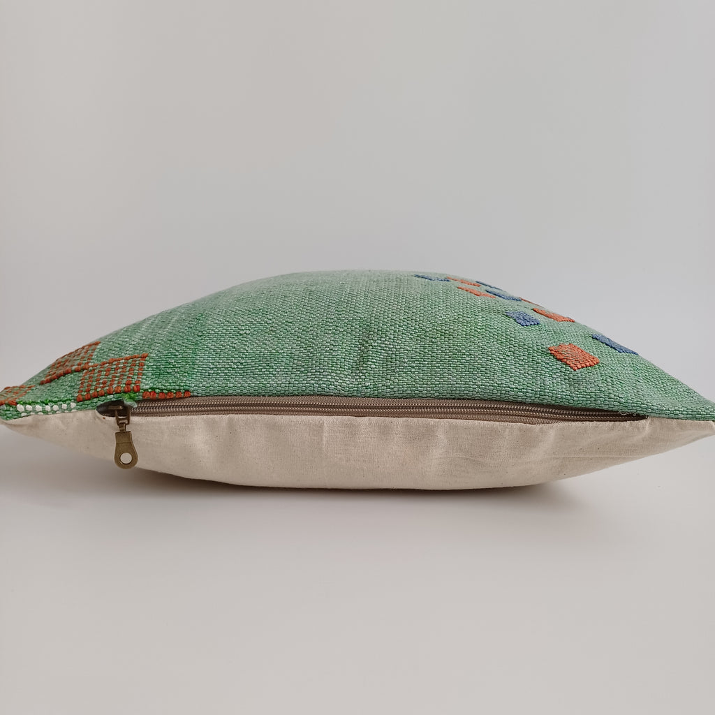 Moroccan Handmade Green Cactus Silk Cushion Cover 16''x16'' / 40x40 CM