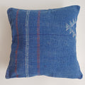 Moroccan Handmade Dark Blue Cactus Silk Cushion Cover 16''x16'' / 40x40 CM