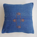 Moroccan Handmade Dark Blue Cactus Silk Cushion Cover 16''x16'' / 40x40 CM