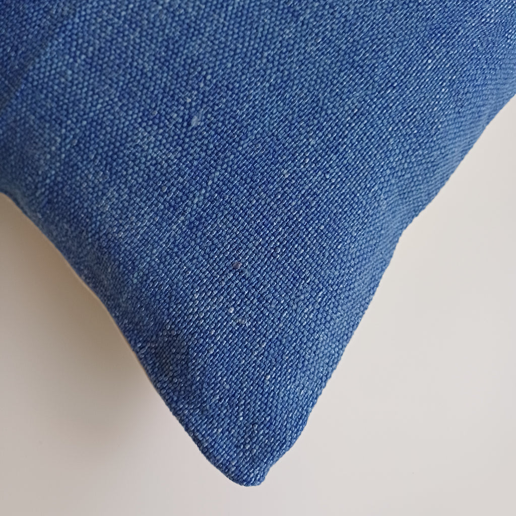 Moroccan Handmade Dark Blue Cactus Silk Cushion Cover 16''x16'' / 40x40 CM