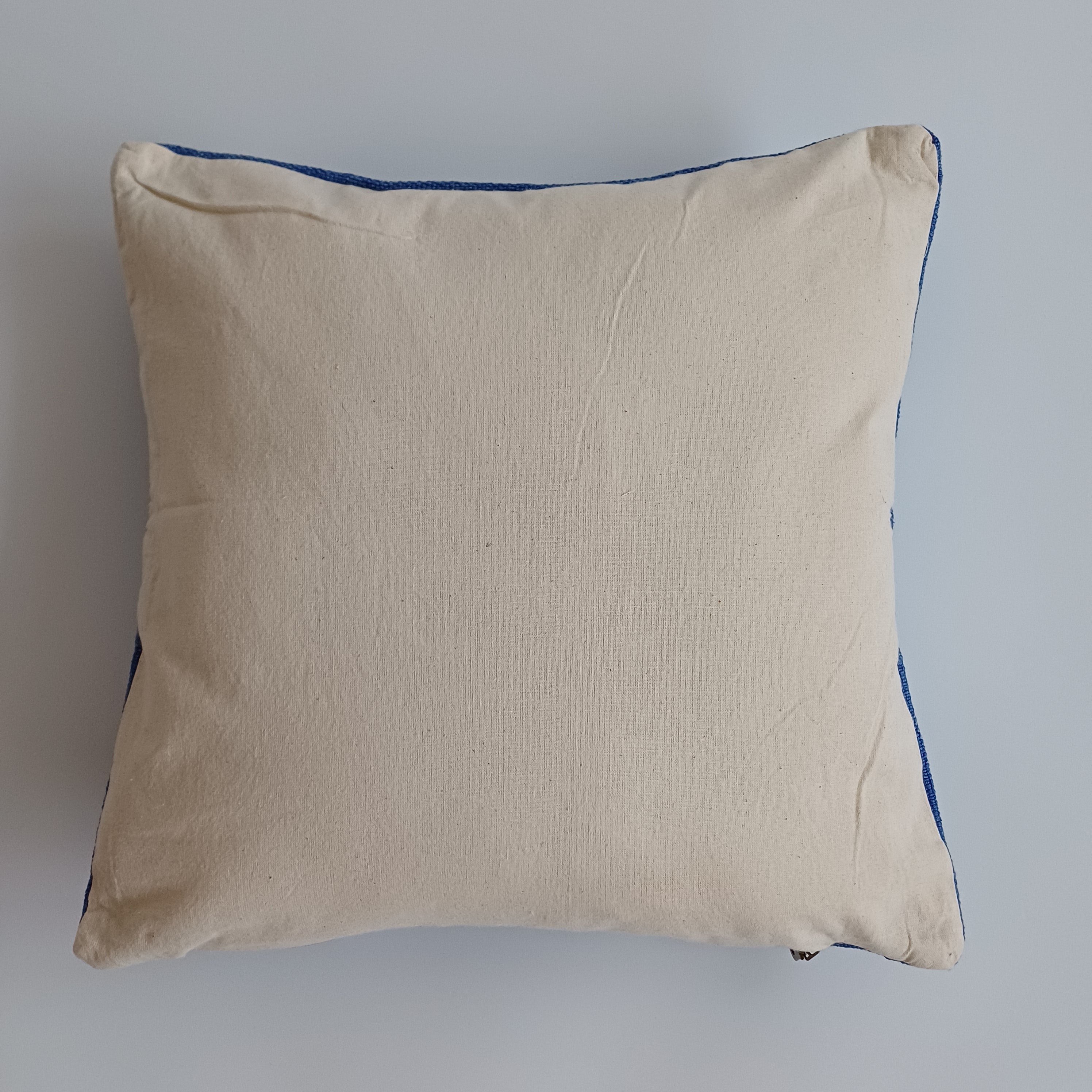 Moroccan Handmade Dark Blue Cactus Silk Cushion Cover 16''x16'' / 40x40 CM