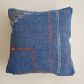 Moroccan Handmade Dark Blue Cactus Silk Cushion Cover 16''x16'' / 40x40 CM